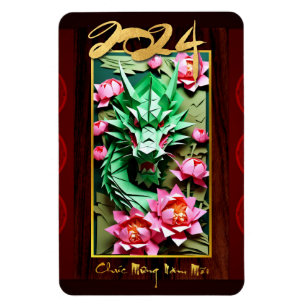 Vietnamesisk Wood Grönt Dragon, nyår 2024, RecM Magnet