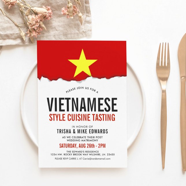 Vietnamesiska Cuisineet | Party Flagga Vita Inbjud Inbjudningar (Skapare uppladdad)