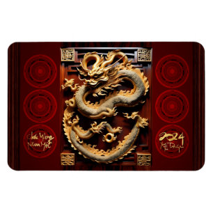 Vietnamesiska Drums Têt Dragon New Year Scupture F Magnet
