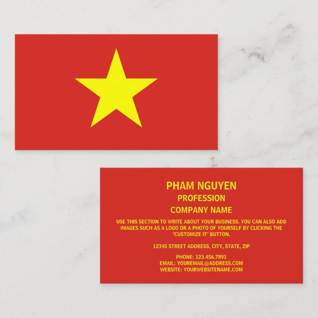 Vietnamesiska Flagga, Flagga Vietnam Visitkort (Fram/baksida)