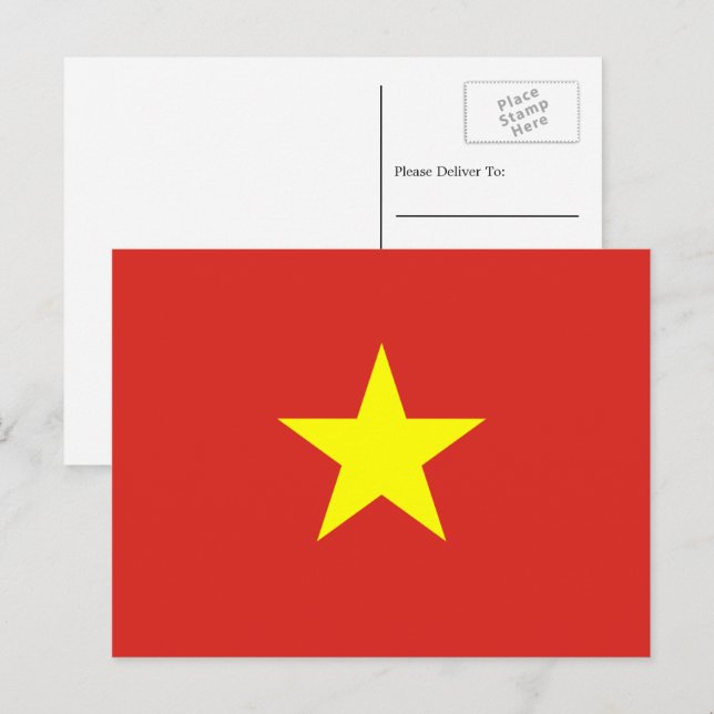 Vietnamesiska Flagga, Flagga Vietnam Vykort (Fram/baksida)