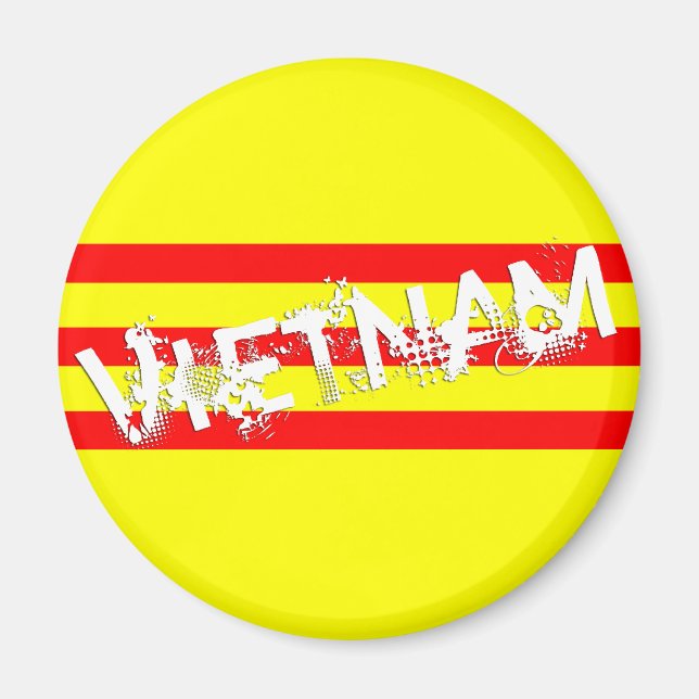Vietnamesiska Flagga (med namn) (runda magnet) Magnet (Framsidan)