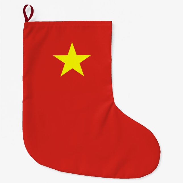 Vietnamesiska Flagga (Vietnam) Stor Julstrumpa (Framsidan)