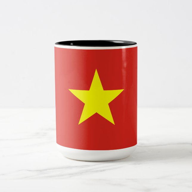 Vietnamesiska Flagga (Vietnam) Två-Tonad Mugg (Center)
