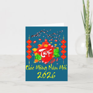 Vietnamesiska lunära nyår 2026 Tet Viet Chuc Mung Kort