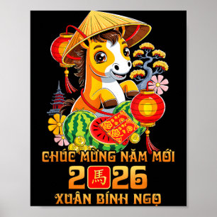 Vietnamesiska lunära nyåret Chuc Mung Nam Moi 2026 Poster