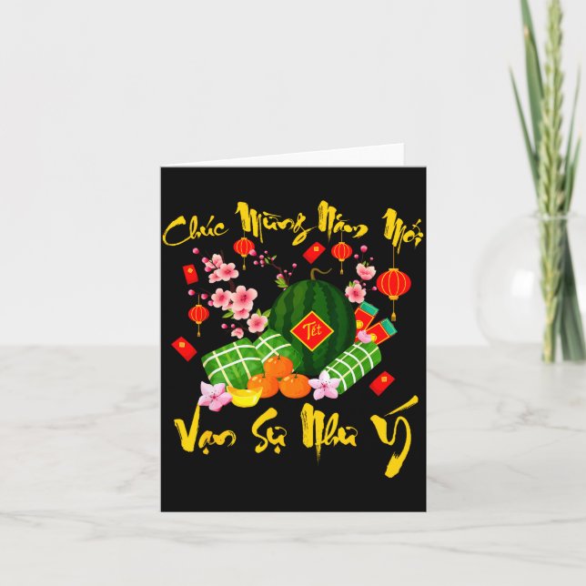 Vietnamesiska Lunnyår Chuc Mung Nam Moi Van Su Kort (Framsida)