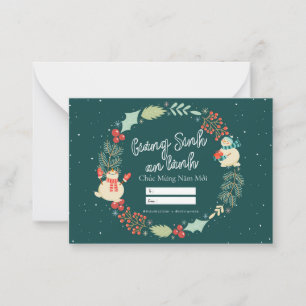 Vietnamesiskt julkort. Giang Sinh An Lanh Anteckningskort