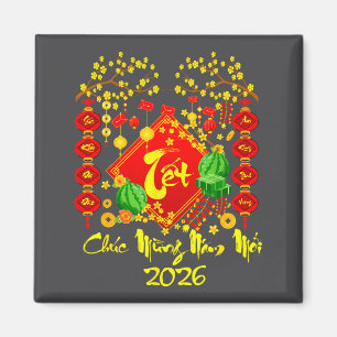 Vietnamesiskt lunärt nyår 2026 Tet Viet Chuc Mung Magnet