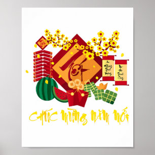 Vietnamesiskt lunärt nyår 2026 Tet Viet Chuc Mung Poster