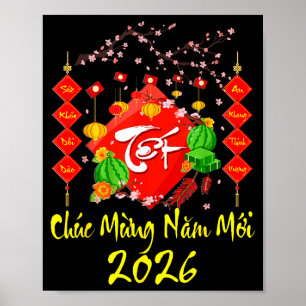 Vietnamesiskt lunärt nyår 2026 Tet Viet Chuc Mung Poster