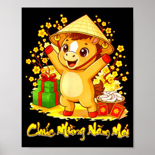 Vietnamesiskt lunärt nyår 2026 tet viet chuc mung poster