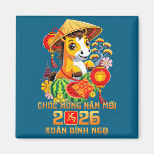 Vietnamesiskt lunärt nyår Chuc Mung Nam Moi 2026 H Magnet