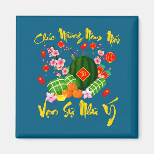 Vietnamesiskt lunärt nyår Chuc Mung Nam Moi Van Su Magnet
