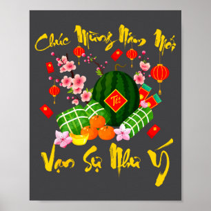 Vietnamesiskt lunärt nyår Chuc Mung Nam Moi Van Su Poster