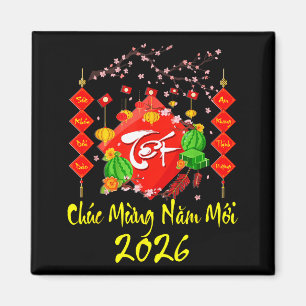 Vietnamesiskt lunisolar nyår 2026 Tet Viet Chuc Mu Magnet