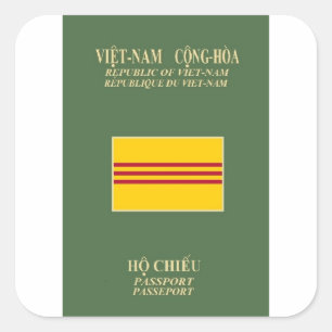 Vietnamesiskt pass - flagga av södra Vietnam Fyrkantigt Klistermärke