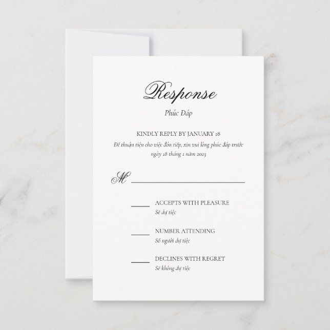 Vietnamesiskt tvåspråkigt svarsbrev inbjudningar (Framsida)