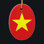 Vietnams Flagga Gult Star Oval Ornament<br><div class="desc">Vietnam Flagga på ovala keramiska prydnadsämnen. Matchande kontorsprodukter,  hemprodukter med mera...  Glöm inte hela samlingen.</div>