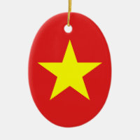 Vietnams Flagga Gult Star Oval Ornament