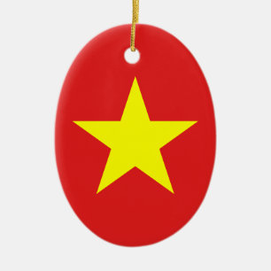 Vietnams Flagga Gult Star Oval Ornament