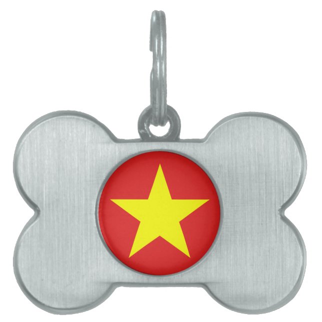 Vietnams Flagga Gult Star pet's Märkre ID-bricka Husdjur (Framsidan)