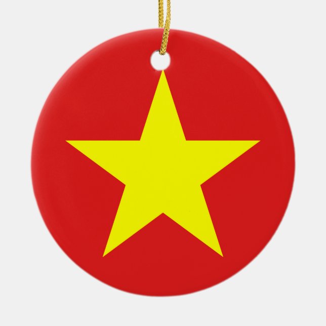 Vietnams Flagga Gult Star Round Ornament (Framsidan)