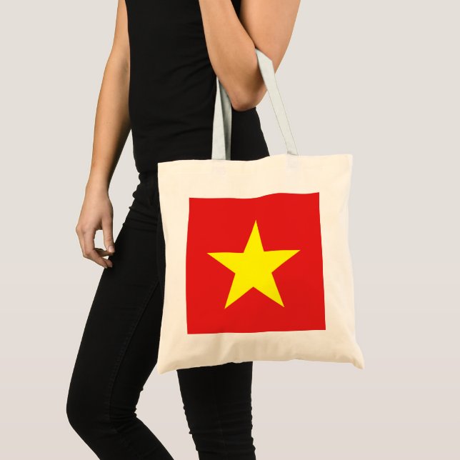 Vietnams Flagga Gult Star Tote Bag Tygkasse (Framsida (produkt))