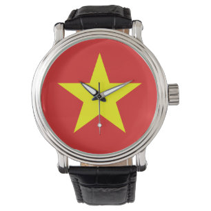 Vietnams Flagga Gult Star Watch Armbandsur