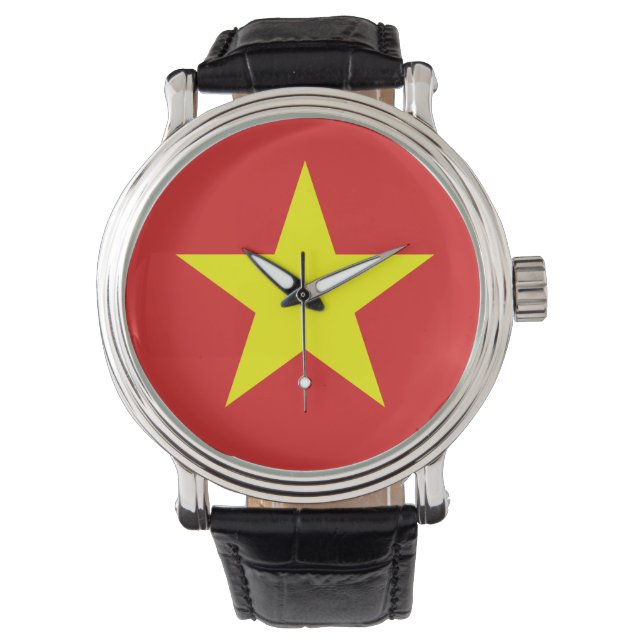 Vietnams Flagga Gult Star Watch Armbandsur (Framsida)