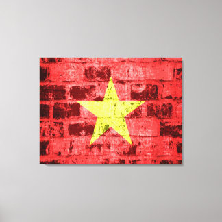 Vietnams Flagga på gammal bricka Canvastryck