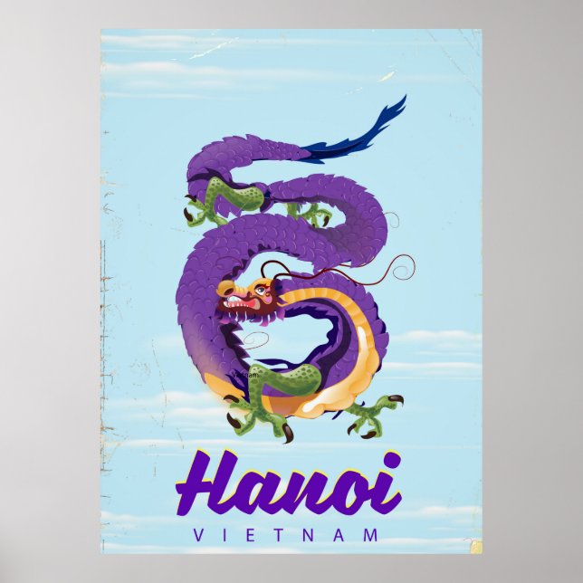 Vietnams Hanoi-vintagens dragande reseaffisch Poster (Framsidan)