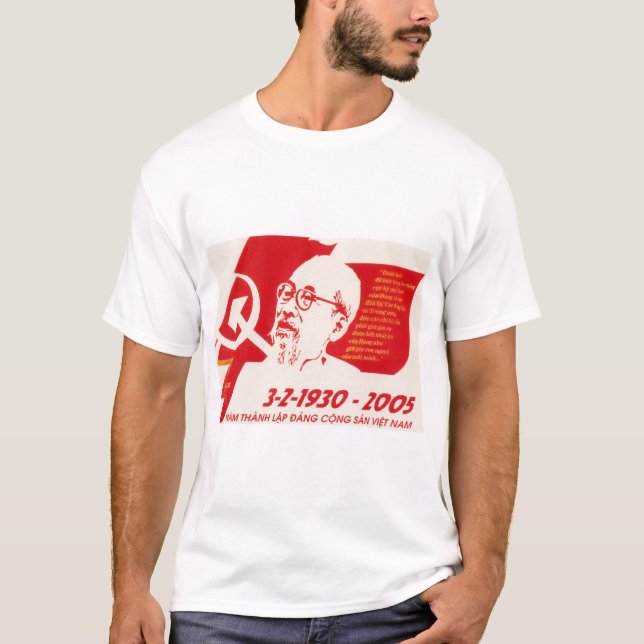 Vietnams kommunistiska Party 75-årsdag Propaganda T Shirt (Framsida)