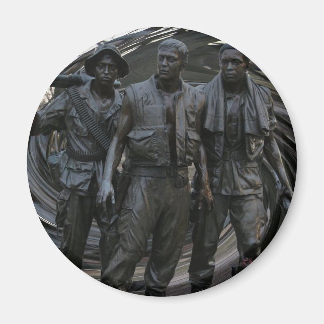 Vietnams Krig Memorial Round Magnet (Framsidan)