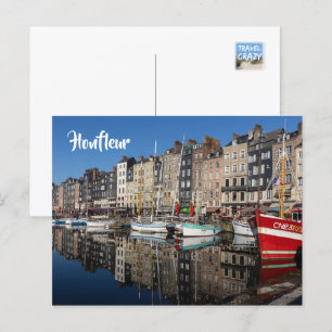 Vieux Bassin, (Old Harbour) Honfleur, Frankrike Helg Vykort