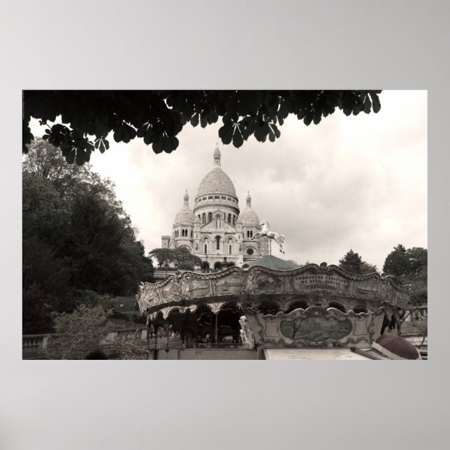 Vieux carrousel Sacré-Cœur de Montmartre Paris Poster (Framsidan)