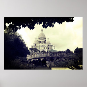 Vieux carrousel Sacré-Coeur de Montmartre Paris Poster