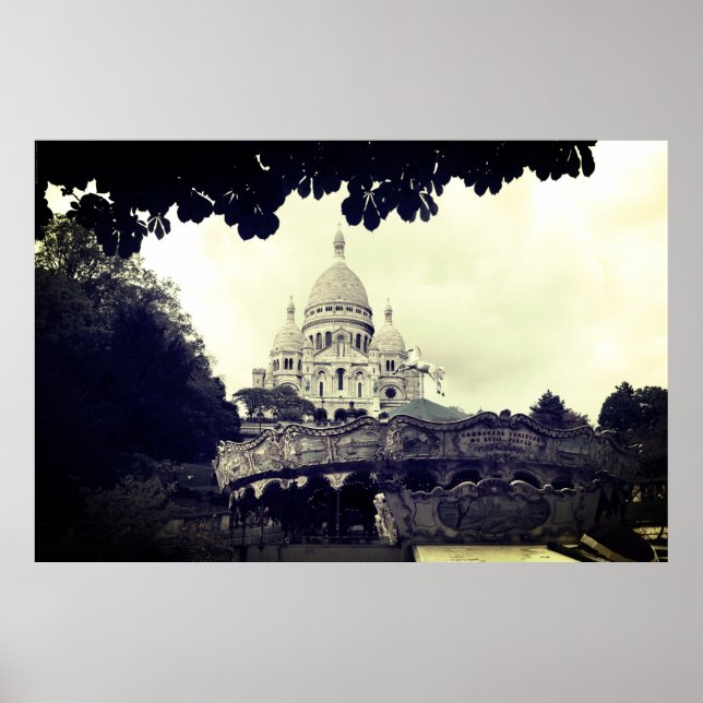 Vieux carrousel Sacré-Coeur de Montmartre Paris Poster (Framsidan)