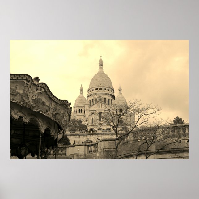 Vieux carrousel Sacré-Coeur de Montmartre Paris Poster (Framsidan)
