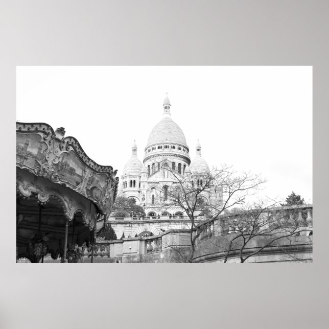 Vieux carrousel Sacré-Coeur de Montmartre Paris Poster (Framsidan)