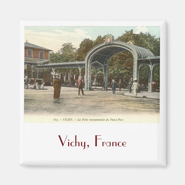 Vieux Parc, Vichy, Frankrike Vintage Magnet (Framsidan)