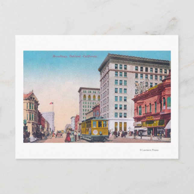 View Broadway with Street CarOakland, CA Vykort (Framsida)
