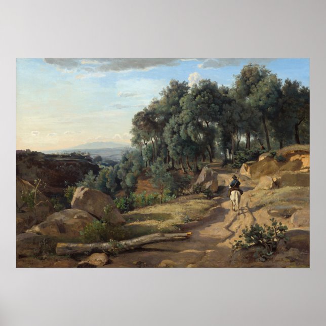 View nära Volterra - Jean-Baptiste- Corot Fine Art Poster (Framsidan)