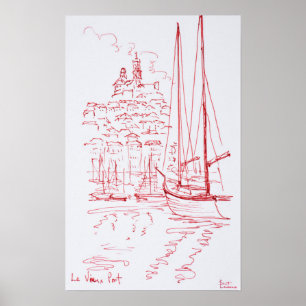 View Notre-Dame de la Garde Gammal hamn, Marseil Poster