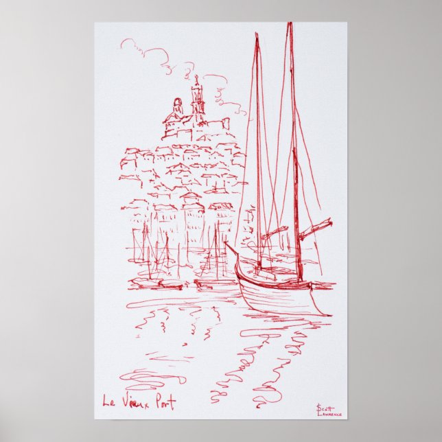 View Notre-Dame de la Garde | Gammal hamn, Marseil Poster (Framsidan)