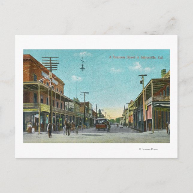View of a Business Street Marysville, CA Vykort (Framsida)