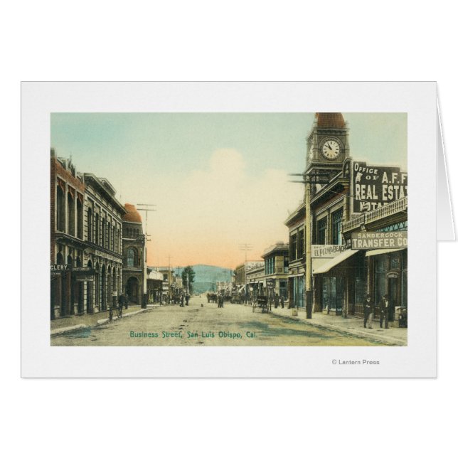 View of a Business StreetSan Luis Obispo, CA Hälsningskort (Framsidan Horizontal)