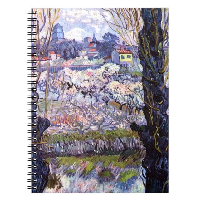 View of Arles, Blommar Orchards (1889) Van Gogh Anteckningsbok (Framsidan)