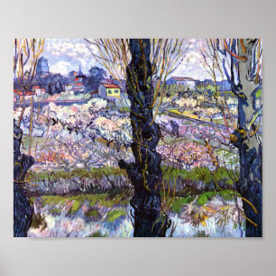 View of Arles, Blommar Orchards (1889) Van Gogh Poster