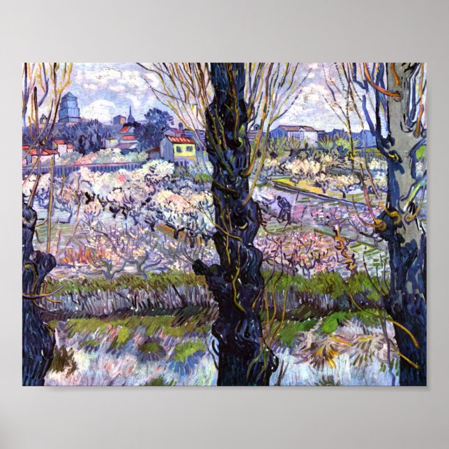 View of Arles, Blommar Orchards (1889) Van Gogh Poster (Framsidan)